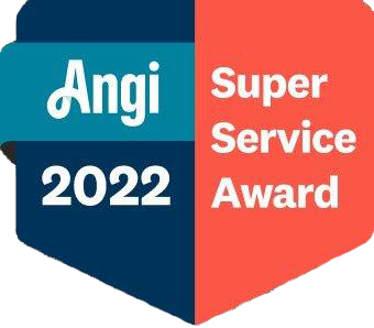 "Angi Super Service Award 2022 badge showcasing recognition for exceptional service in the insulation industry."