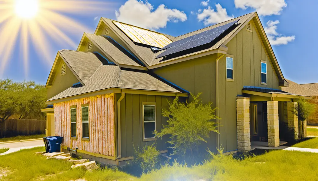 Texas suburban area showing homes with energy-efficient insulation enhancements.
